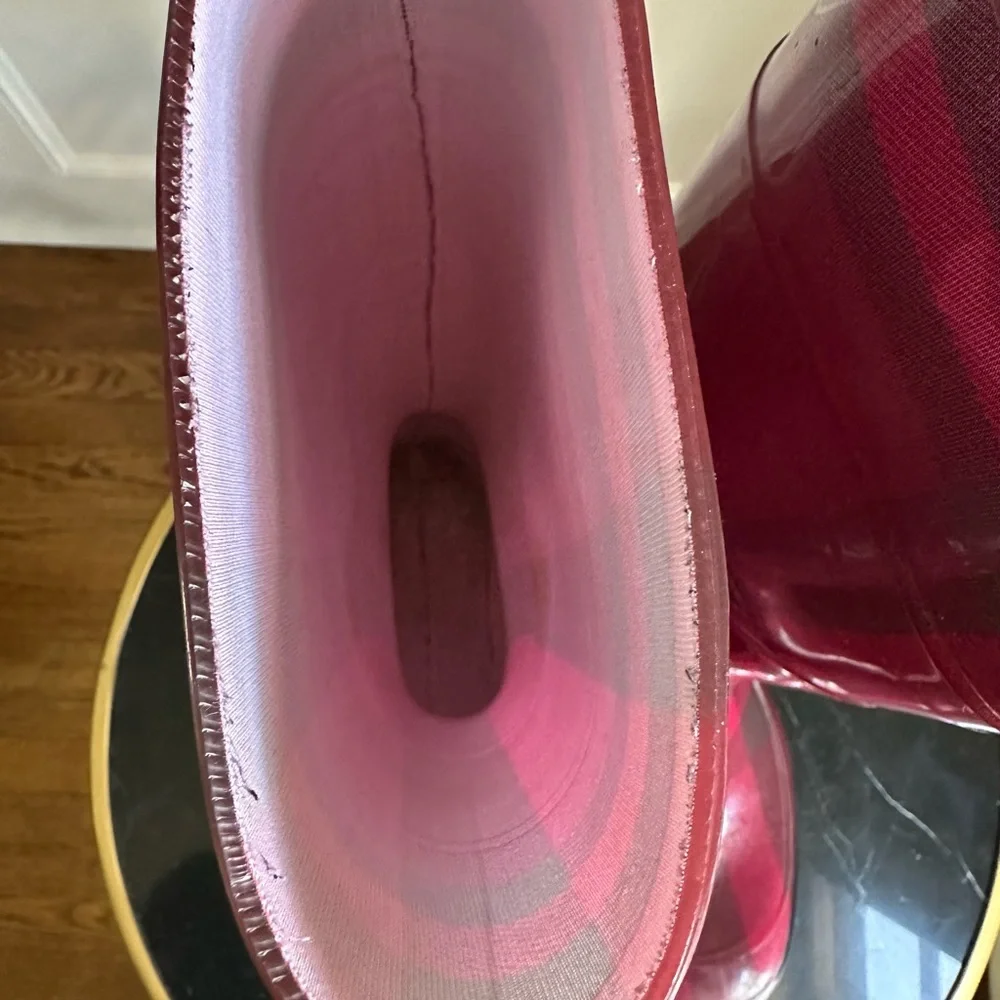 Burberry burgundy Nova check Rubber Rain Boots size 39
